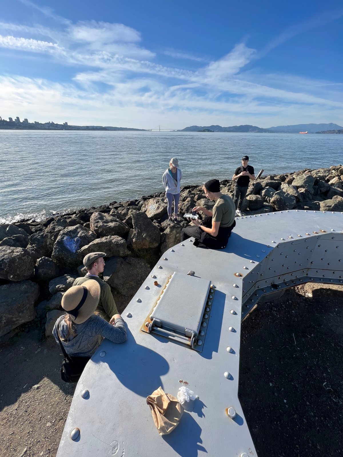 Taking a seat, with the Golden Gate Bridge across the bay