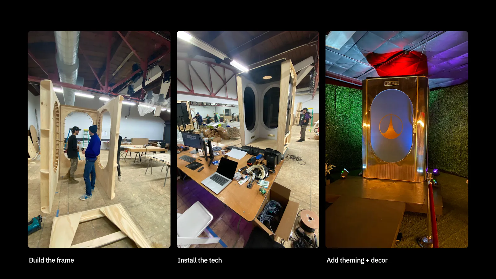 Building the ride vehicle: the frame, the tech, and the finished elevator